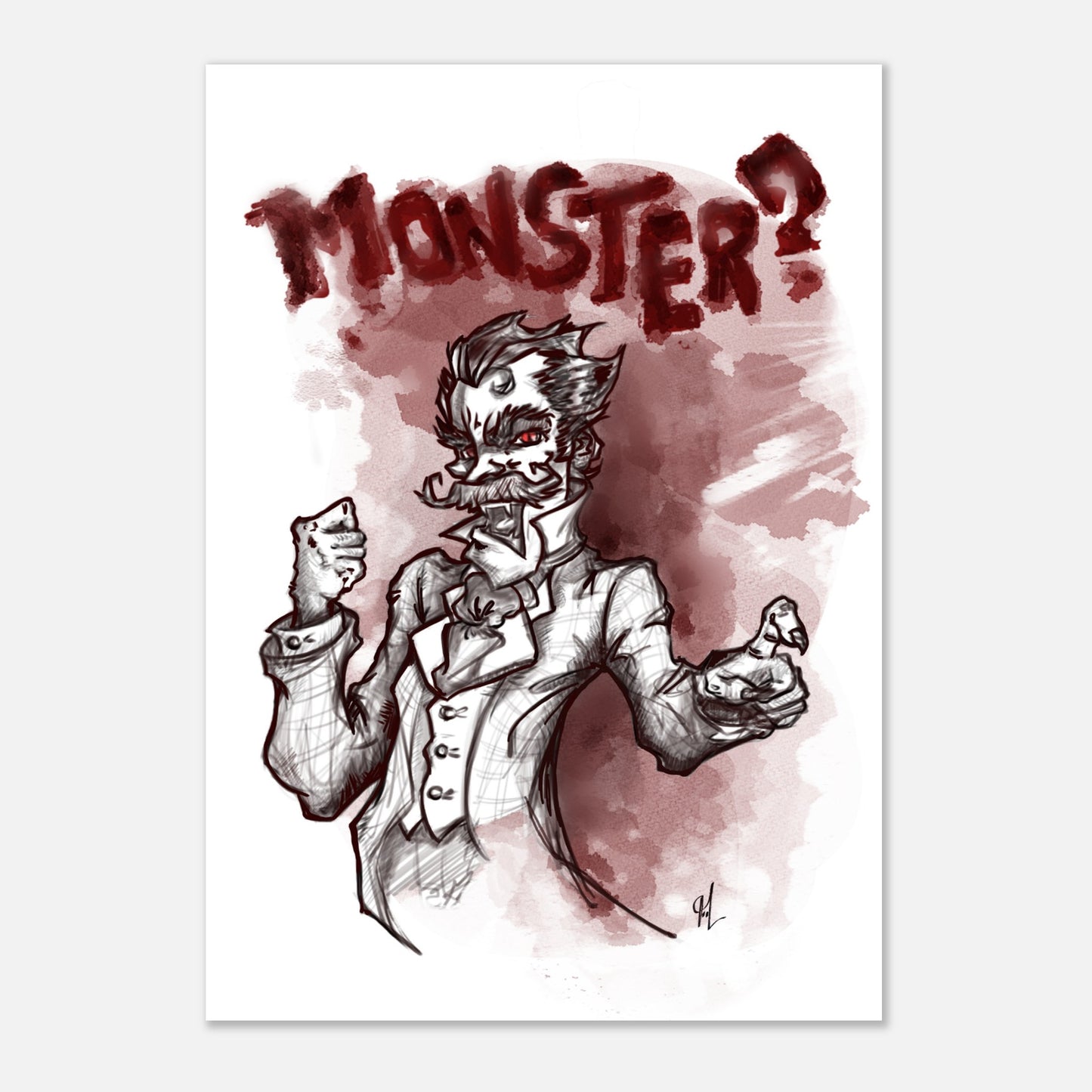 Premium Semi-Glossy Paper Poster | Monsters Series | Vampire! - Matou Canaille