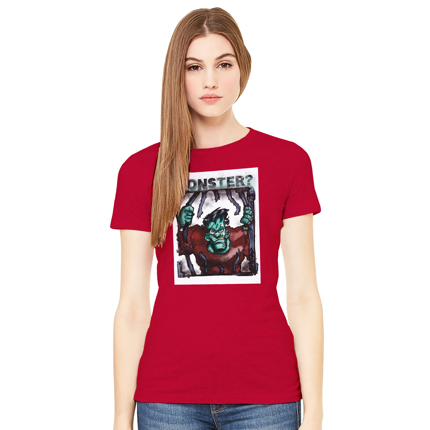 Premium Womens Crewneck T-shirt | "Monsters" Series | Frankenstein! - Matou Canaille