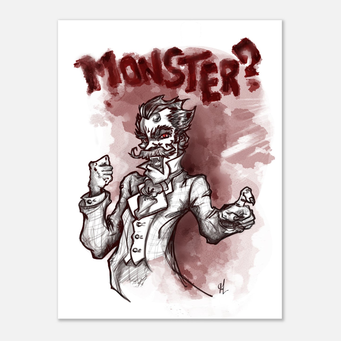 Premium Semi-Glossy Paper Poster | Monsters Series | Vampire! - Matou Canaille