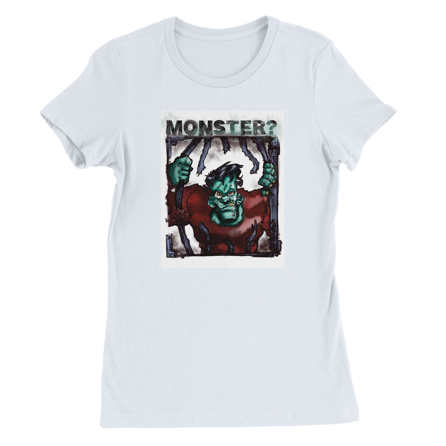 Premium Womens Crewneck T-shirt | "Monsters" Series | Frankenstein! - Matou Canaille