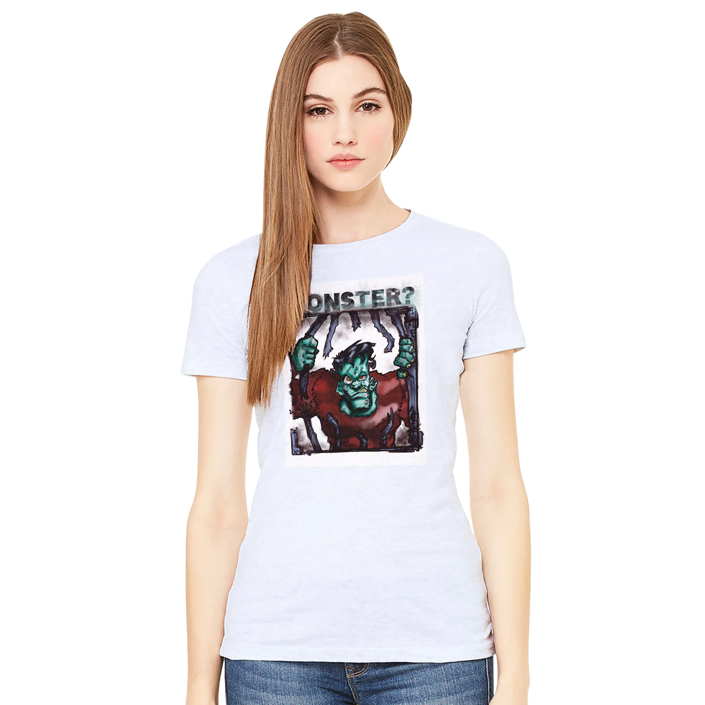Premium Womens Crewneck T-shirt | "Monsters" Series | Frankenstein! - Matou Canaille