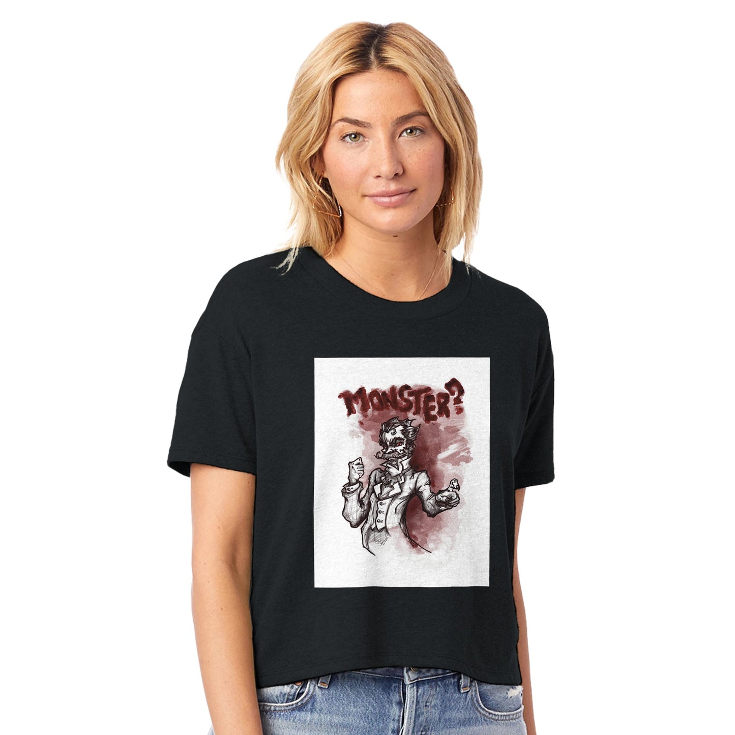 Women's Headliner Cropped Crewneck T-Shirt | Alternative 5114BP | "Monsters" Series | Vampire! - Matou Canaille