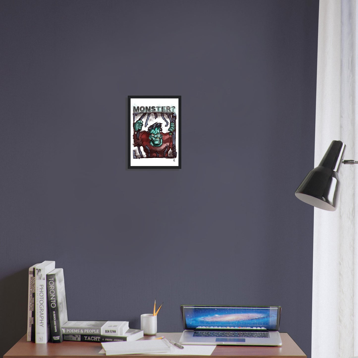 Classic Semi-Glossy Paper Wooden Framed Poster | Monsters Series | Frankenstein! - Matou Canaille