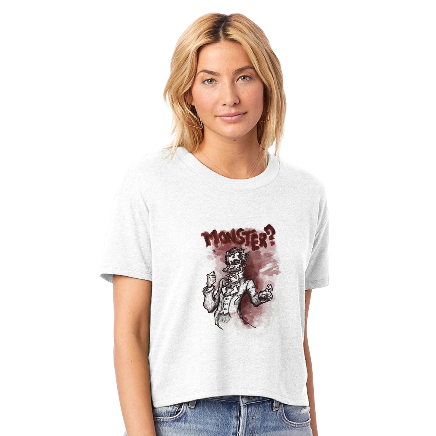 Women's Headliner Cropped Crewneck T-Shirt | Alternative 5114BP | "Monsters" Series | Vampire! - Matou Canaille